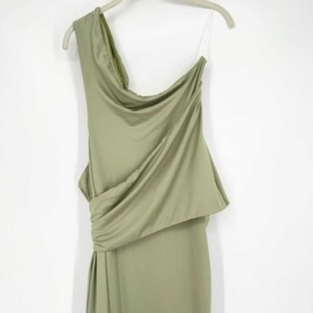 NWT Peppermayo Anette Maxi Dress Sage Green Strapless Gold Detail Cutout Gown 10 - Picture 10 of 16